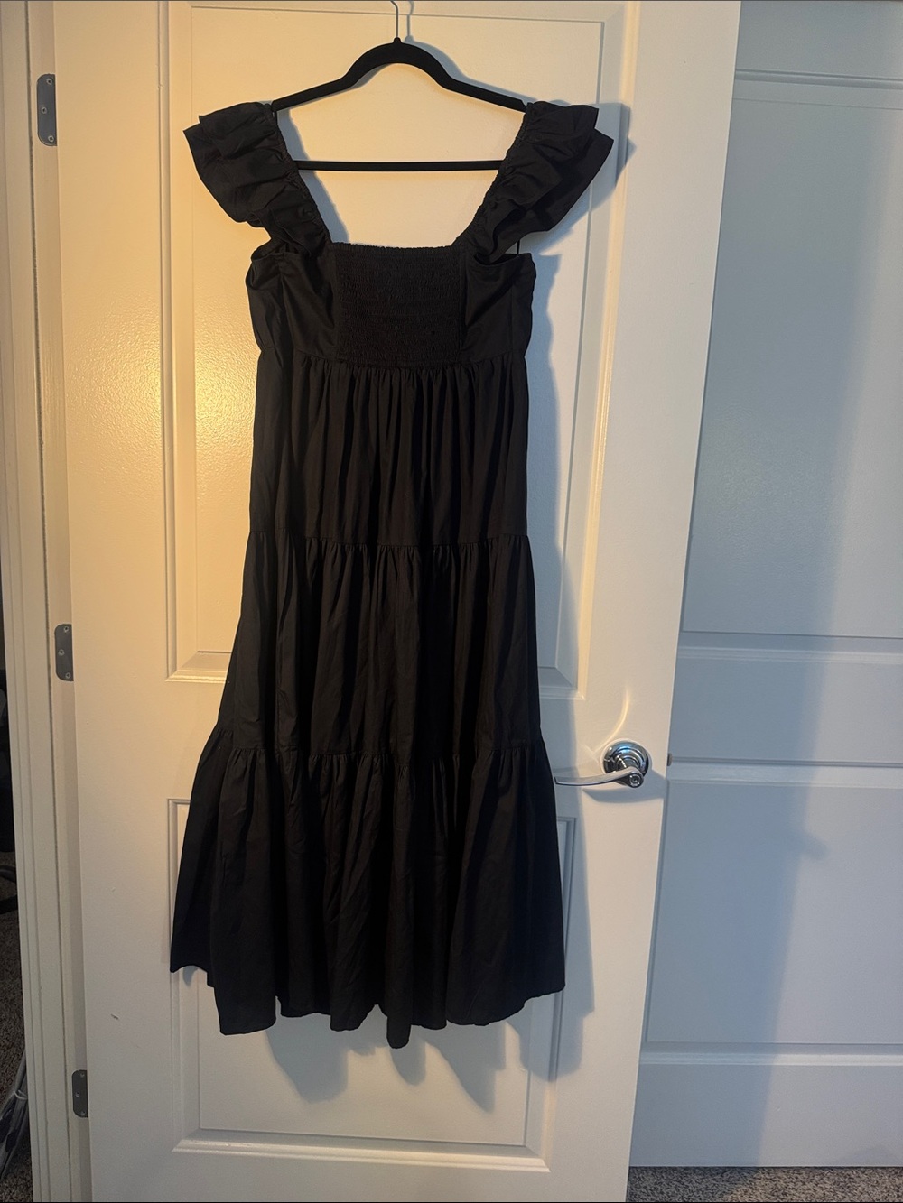 Abercrombie & Fitch Black Tiered Maxi Dress with Ruffle Cap Sleeves - Picture 2 of 3